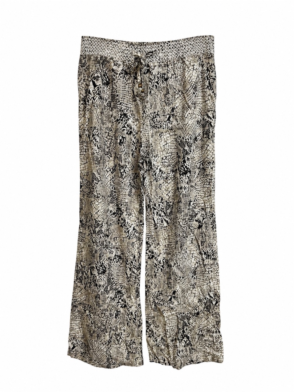 Cali 1850 Snake Print Wide Leg Linen Blend Pull-On Pants Size Large - Picture 2 of 7